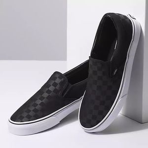 Vans Black Checkered Slip Ons